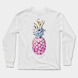 Pineapples and Foliage Colorful Paint White Pattern Long Sleeve T-Shirt